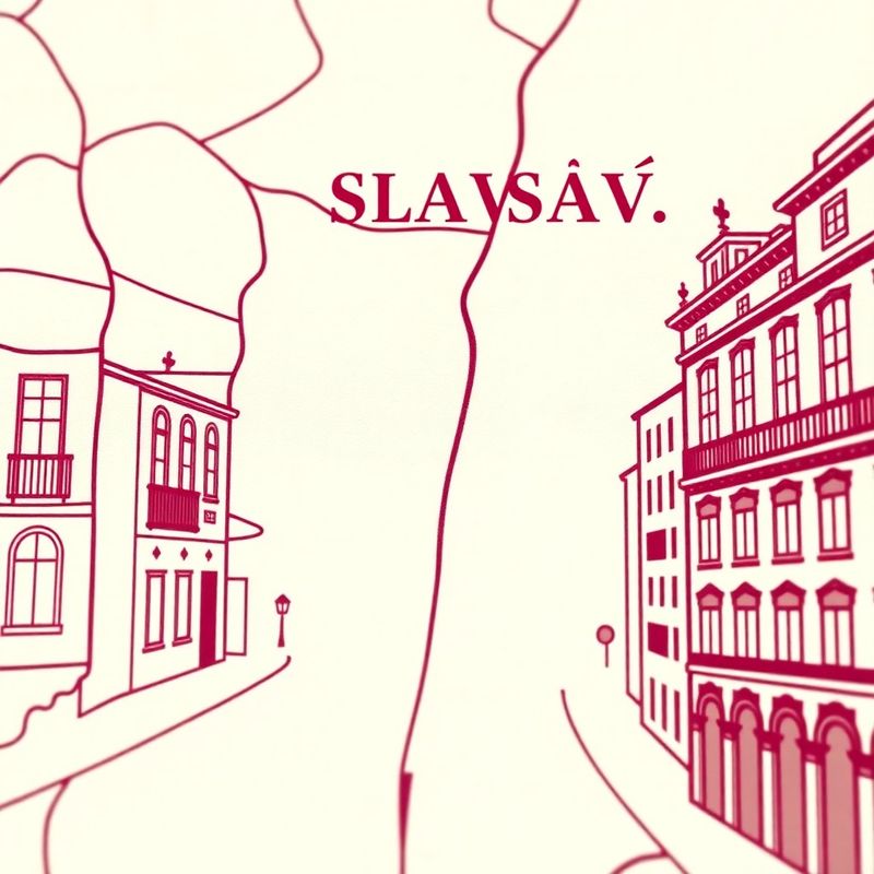 Štylizovaná mapa Hlavnej ulice v Prešove na krémovom pergamene